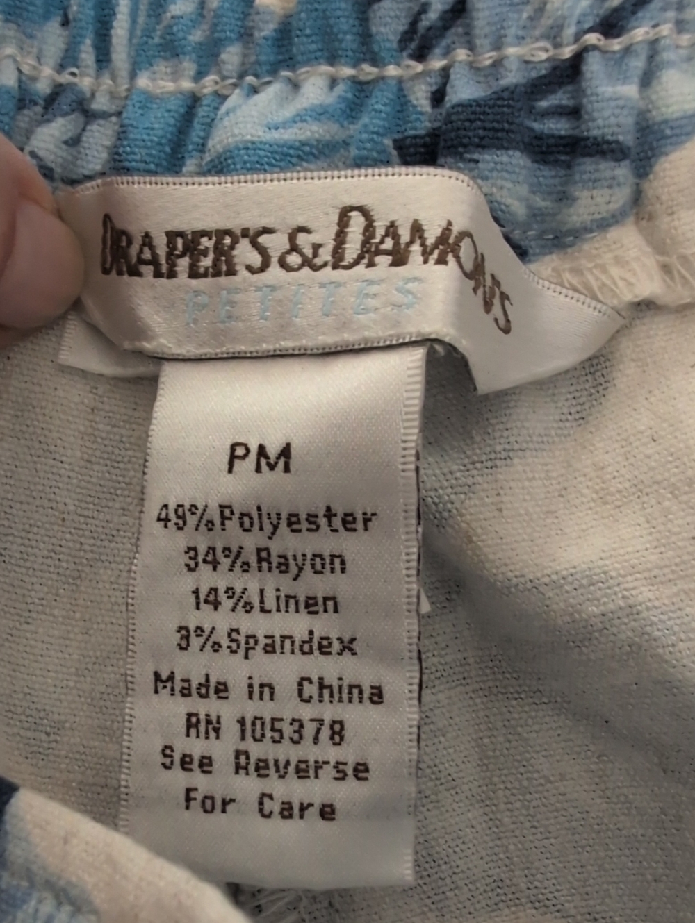 Draper's & Damon's Women's Blue Floral Wide-Leg Linen Blend Cropped Pants Petite - Picture 7 of 11